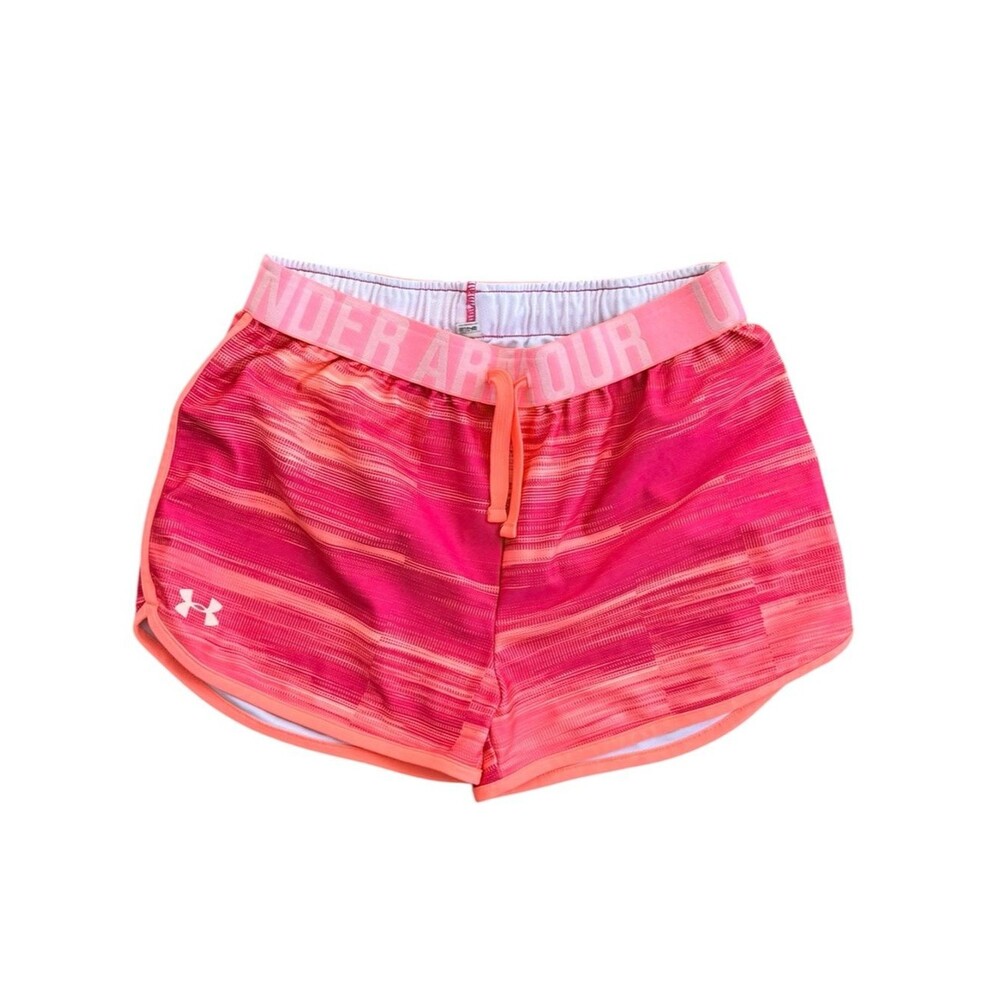 Under Armour HeatGear Pink Loose Fit Pull-On Athletic Shorts. Youth Large.